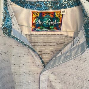 3XB Robert Graham Sports Shirt - White/Blue Shapes